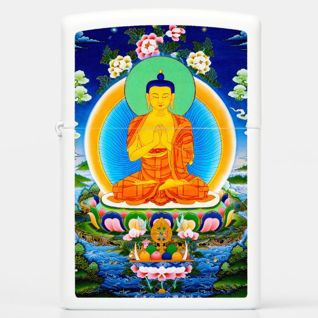 Cool oriental tibetan thangka Prabhutaratna Buddha Zippo Lighter (Front)