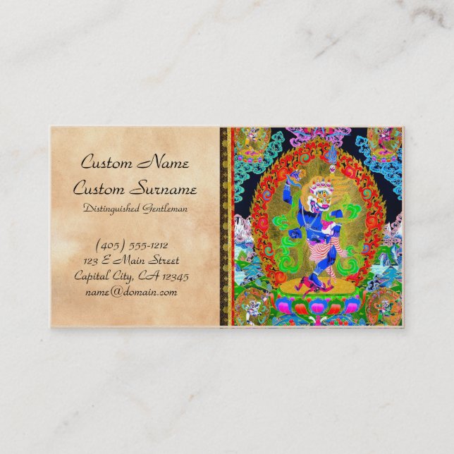 Cool oriental tibetan thangka Simhavaktra Dakini Business Card (Front)