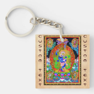 Cool oriental tibetan thangka Simhavaktra Dakini Keychain