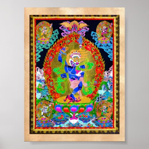Cool oriental tibetan thangka Simhavaktra Dakini Poster