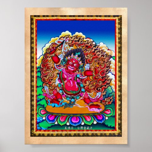 Cool oriental tibetan thangka tattoo Hayagriva Poster