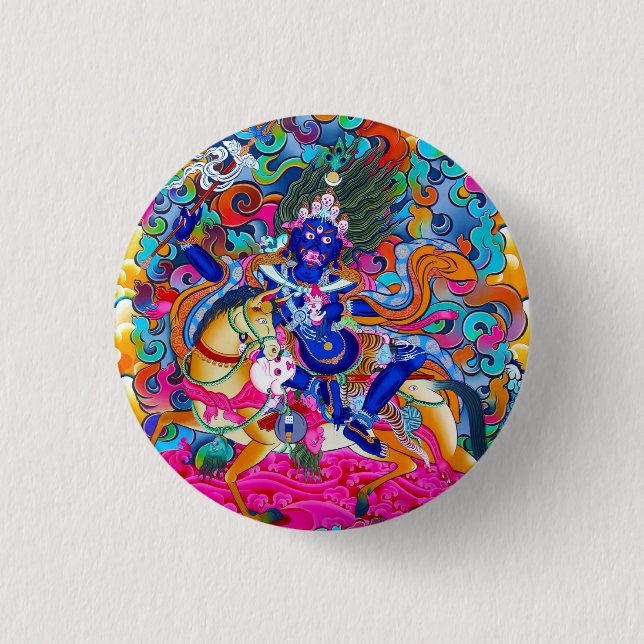 Cool oriental tibetan thangka tattoo Palden Lhamo Pinback Button (Front)