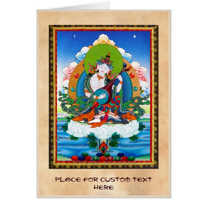 Cool oriental tibetan thangka tattoo Saraswati Card