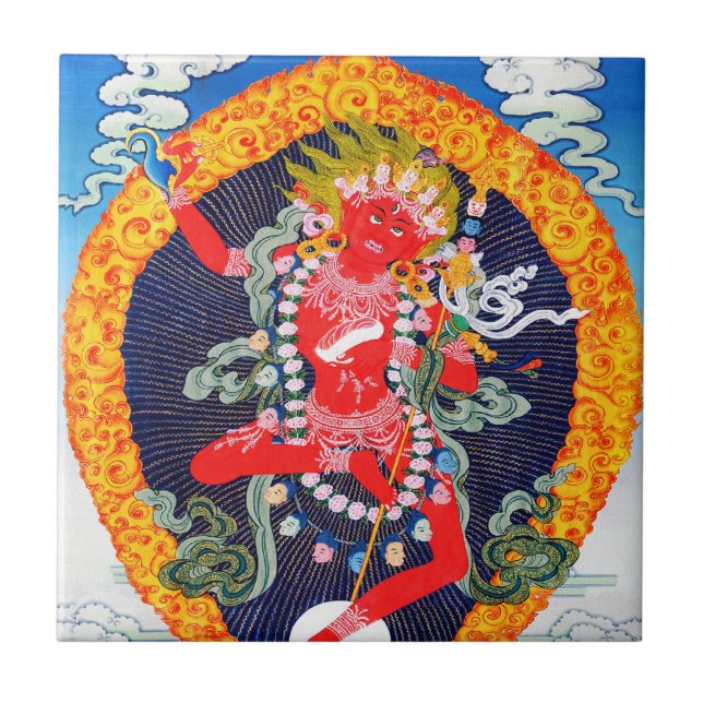 Cool oriental tibetan thangka tattoo Vajravarahi Ceramic Tile (Front)