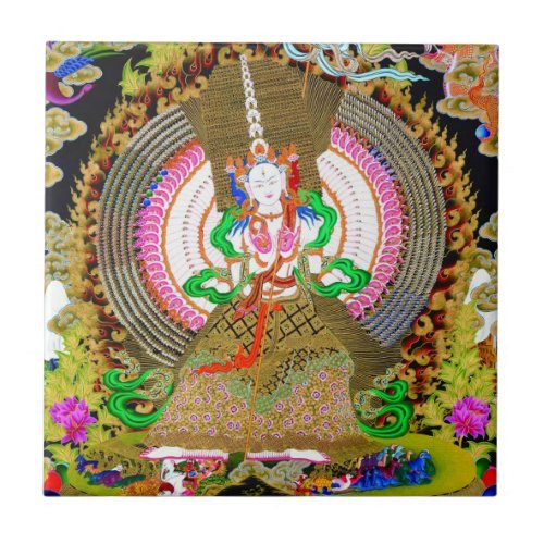 Cool oriental tibetan thangka Usnisa Sitatapatra Ceramic Tile
