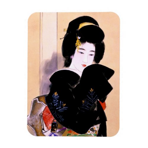 Cool oriental traditional japanese geisha lady art magnet
