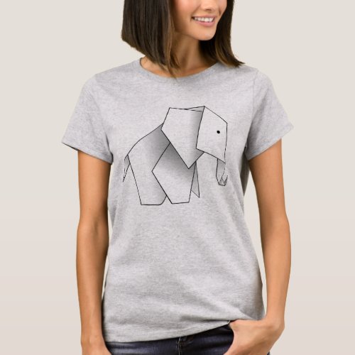 Cool Origami Elephant Geometric Design T_Shirt