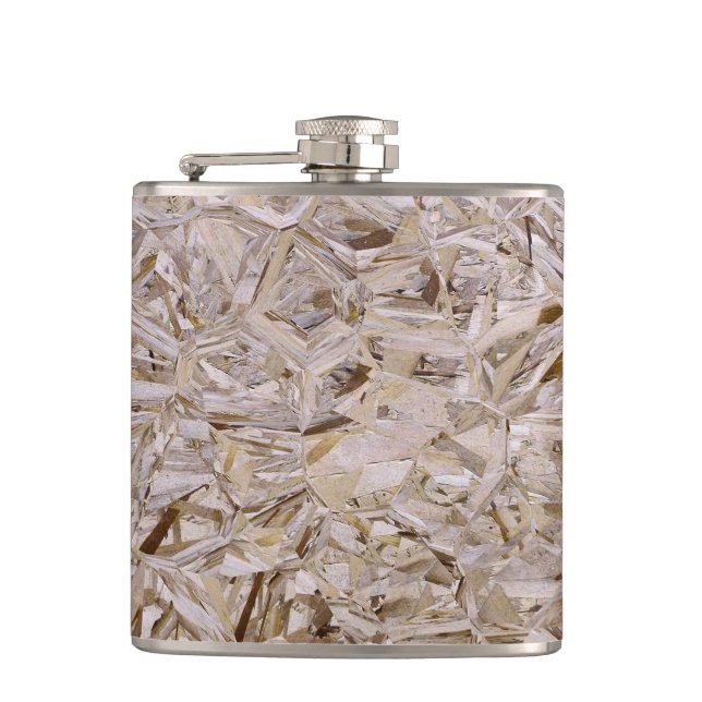Cool OSB Construction Plywood Texture Print Hip Flask (Front)