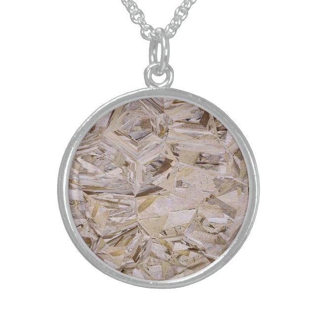 Cool OSB Construction Plywood Texture Print Sterling Silver Necklace (Front)
