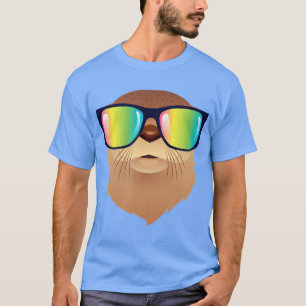 Cool Otter With 80s Rainbow Color Sunglasses  T-Shirt