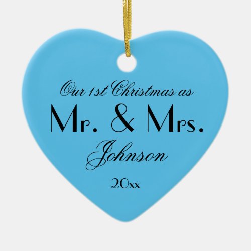 Cool Our First Christmas As Mr  Mrs Vintage Aqua Ceramic Ornament
