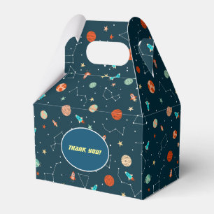 Cool Outer Space Rockets Planets Pattern Thank You Favor Boxes