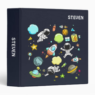 Cool Outer Space Theme - Astronauts & Rocket Ships 3 Ring Binder