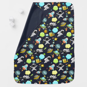 Cool Outer Space Theme - Astronauts & Rocket Ships Baby Blanket