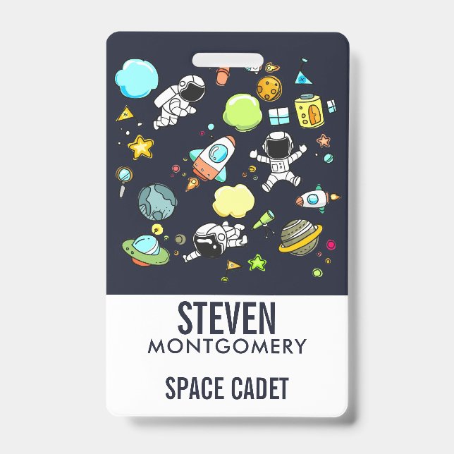 Cool Outer Space Theme - Astronauts & Rocket Ships Badge (Front)