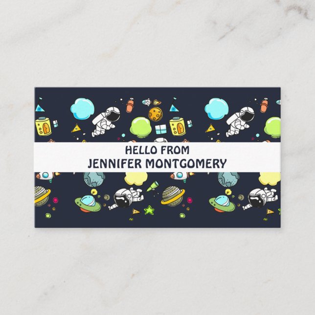 Cool Outer Space Theme - Astronauts & Rocket Ships Business Card (Front)