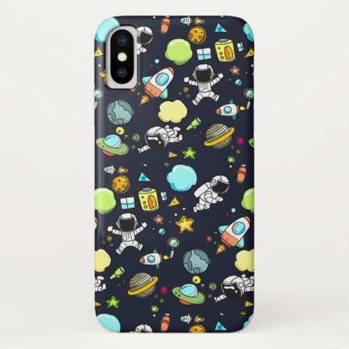 Cool Outer Space Theme _ Astronauts  Rocket Ships iPhone X Case