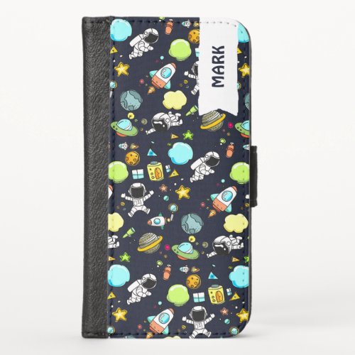 Cool Outer Space Theme _ Astronauts  Rocket Ships iPhone X Wallet Case