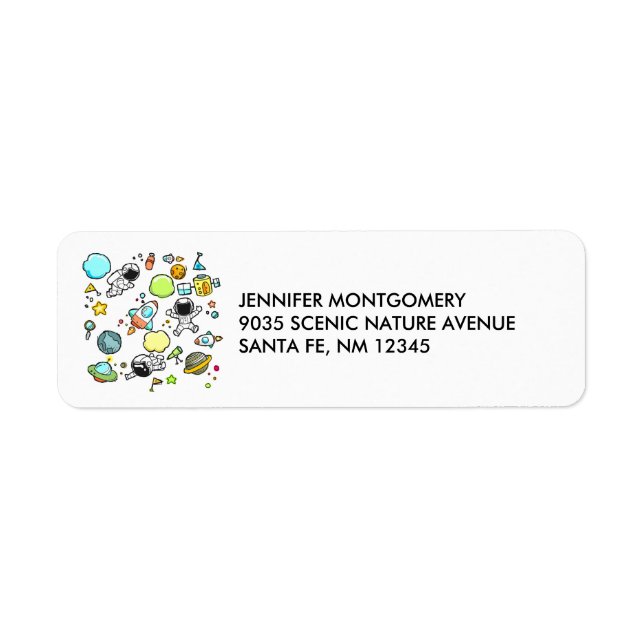 Cool Outer Space Theme - Astronauts & Rocket Ships Label (Front)