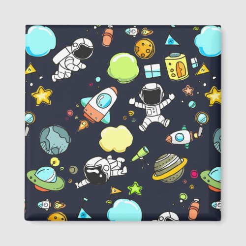 Cool Outer Space Theme _ Astronauts  Rocket Ships Magnet