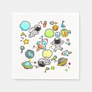 Cool Outer Space Theme - Astronauts & Rocket Ships Napkins