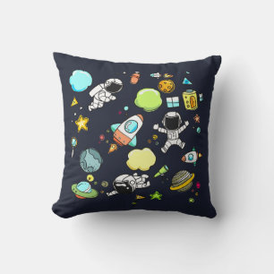 Cool Outer Space Theme - Astronauts & Rocket Ships Throw Pillow