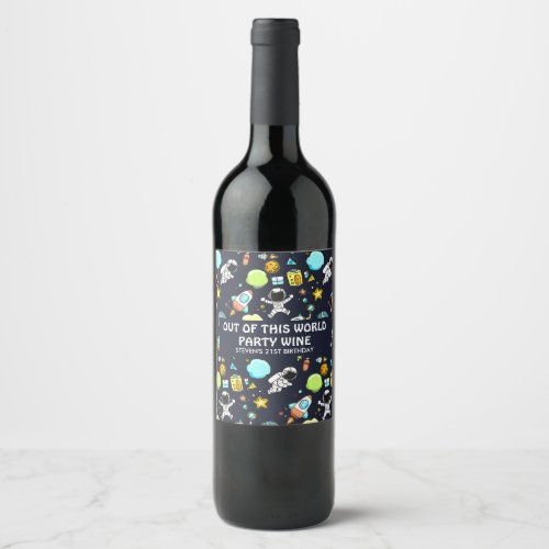 Cool Outer Space Theme _ Astronauts  Rocket Ships Wine Label