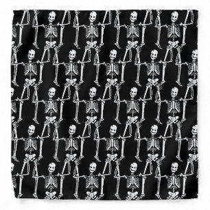 Cool Overlapping Skeletons Pattern on Black Bandana