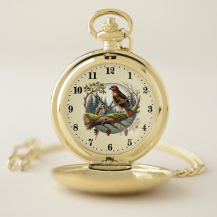 Cool owl and eagle bird lovers  pocket watch