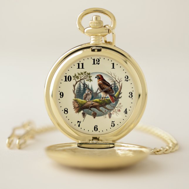 Cool owl and eagle bird lovers  pocket watch (Inside)