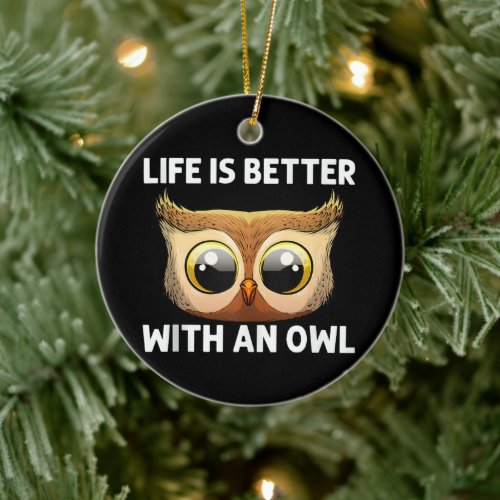 Cool Owl Art For Men Women Nocturnal Bird Animal  Ceramic Ornament
