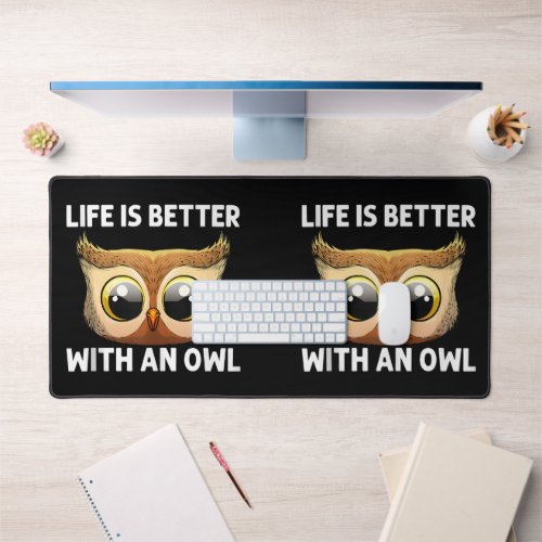 Cool Owl Art For Men Women Nocturnal Bird Animal  Desk Mat