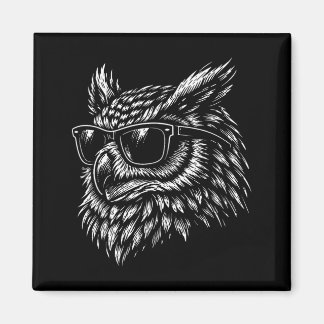 Cool owl bird with sunglasses vintage ink retro magnet