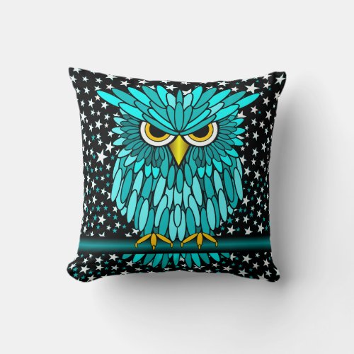 cool owl throw pillow