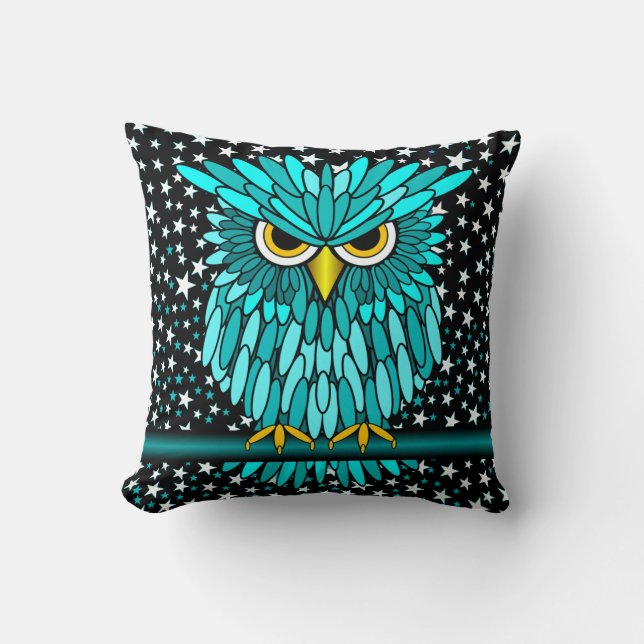 cool owl throw pillow (Front)