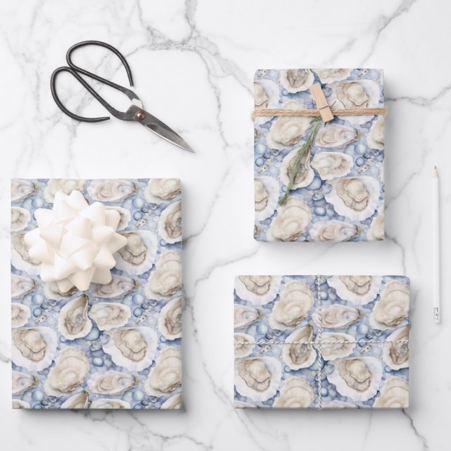 cool oyster shells tiled pattern wrapping paper sheets (Front)