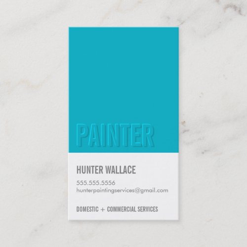 COOL PAINT CHIP swatch embossed look type blue Business Card