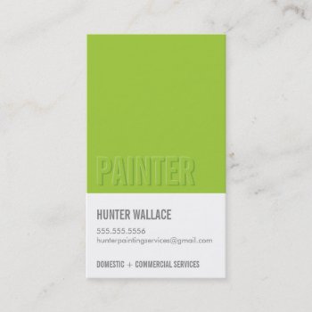 Cool Paint Chip Swatch Embossed Look Type Lime Business Card by edgeplus at Zazzle