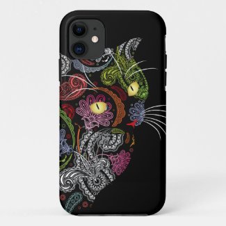 Cool Paisley Pattern Black Cat iPhone 6 Plus Case