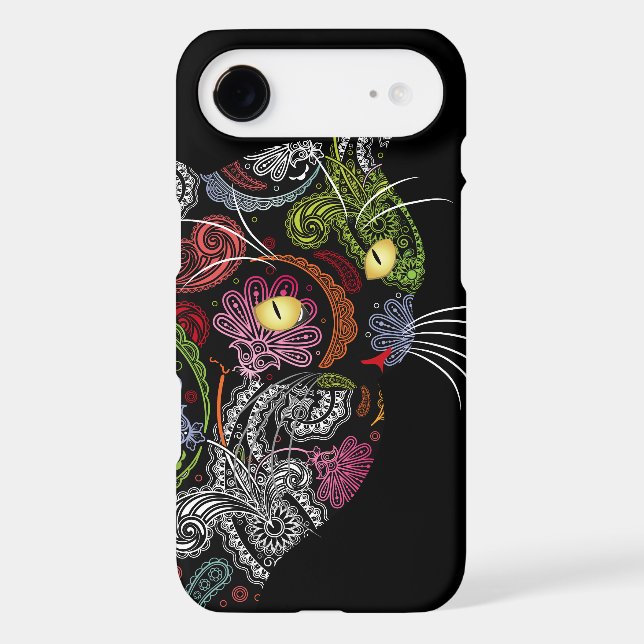 Cool Paisley Pattern Black Cat iPhone 6 Plus Case (Back)