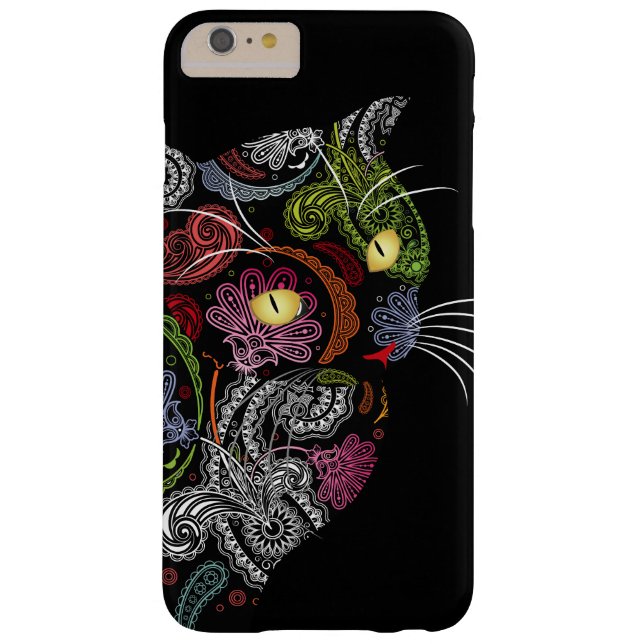 Cool Paisley Pattern Black Cat iPhone 6 Plus Case (Back)