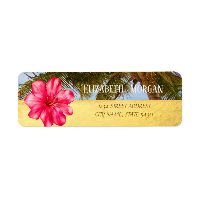 Cool Palm,Hibiskus,Gold   Address Label (Front)