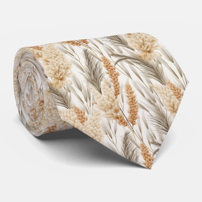 Cool Pampas Grass tiled pattern  Neck Tie (Rolled)
