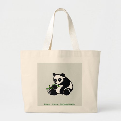 Cool  PANDA Bear _ Conservation _Ecology _ Green Large Tote Bag