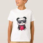 Cool Panda Bear Sunglasses Valentine&#39;s Day Heart T-shirt at Zazzle
