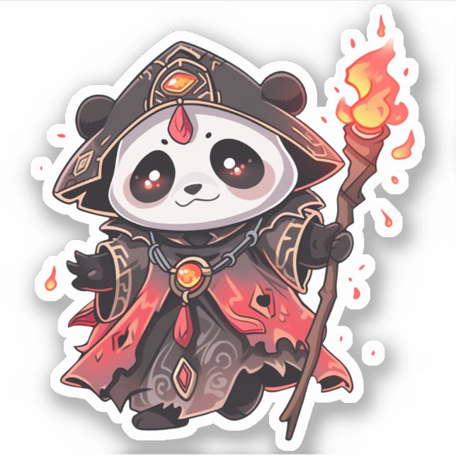 Cool Panda - Fire Demon Wizard Sticker (Front)