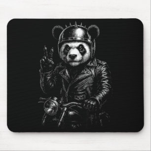 Cool Panda Punk Peace Sign Motorcycle Mouse Pad