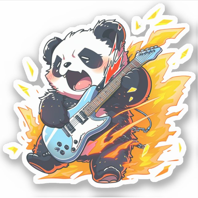 Cool Panda Rockstar Sticker (Front)