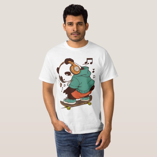 Cool Panda Skater Men’s T-Shirt | Fun Streetwear C (Front Full)