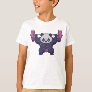  Cool Panda weightlifting wrestling workout kids T-Shirt